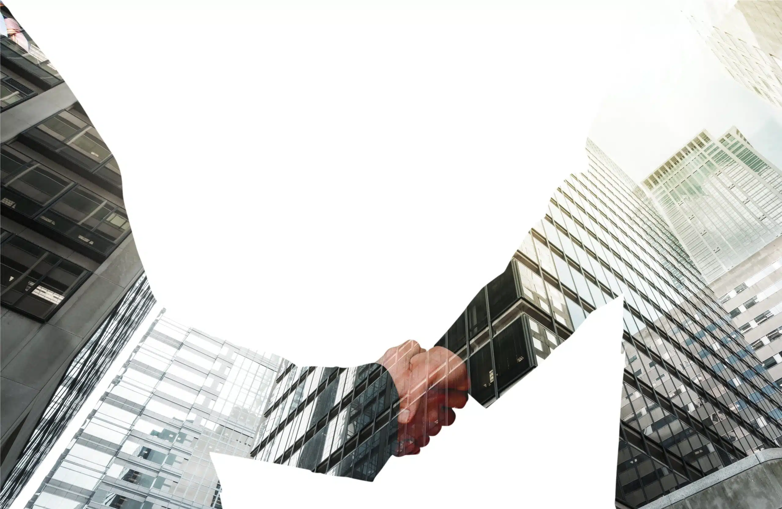 Business handshake and business people on background
